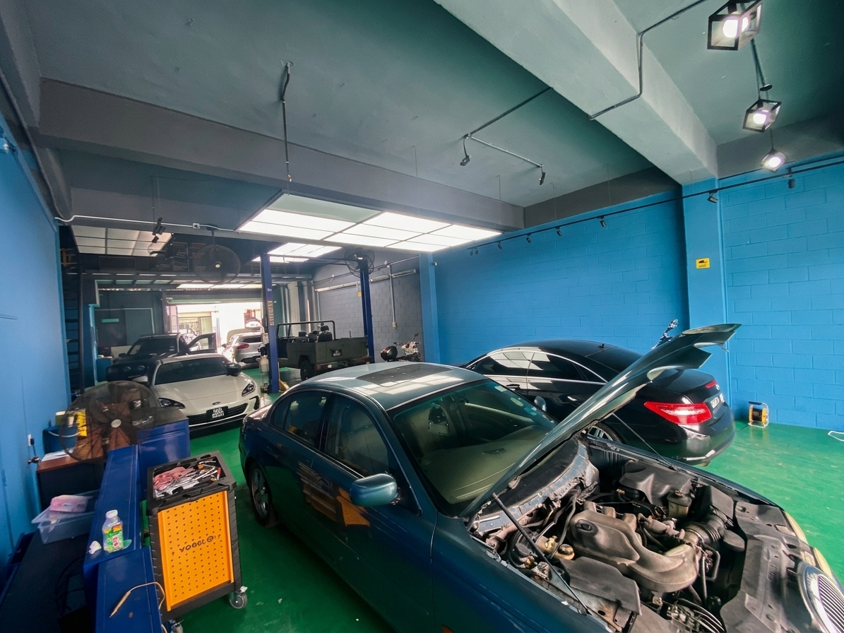 Vehicle service area inside the Bandar Sunway workshop
