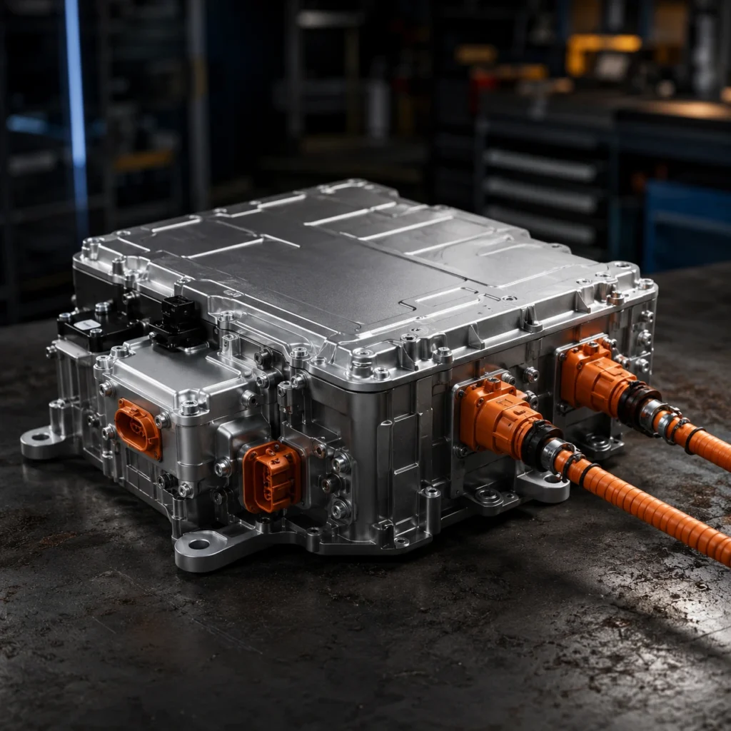 Hybrid and EV power electronics module with orange connectors